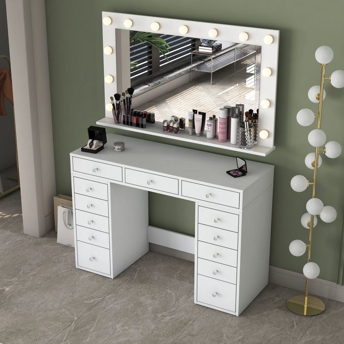 Hanah Home Mesa de Maquillaje con Espejo LED Blanco Hanah Home Mesa de Maquillaje con Espejo LED Blanco